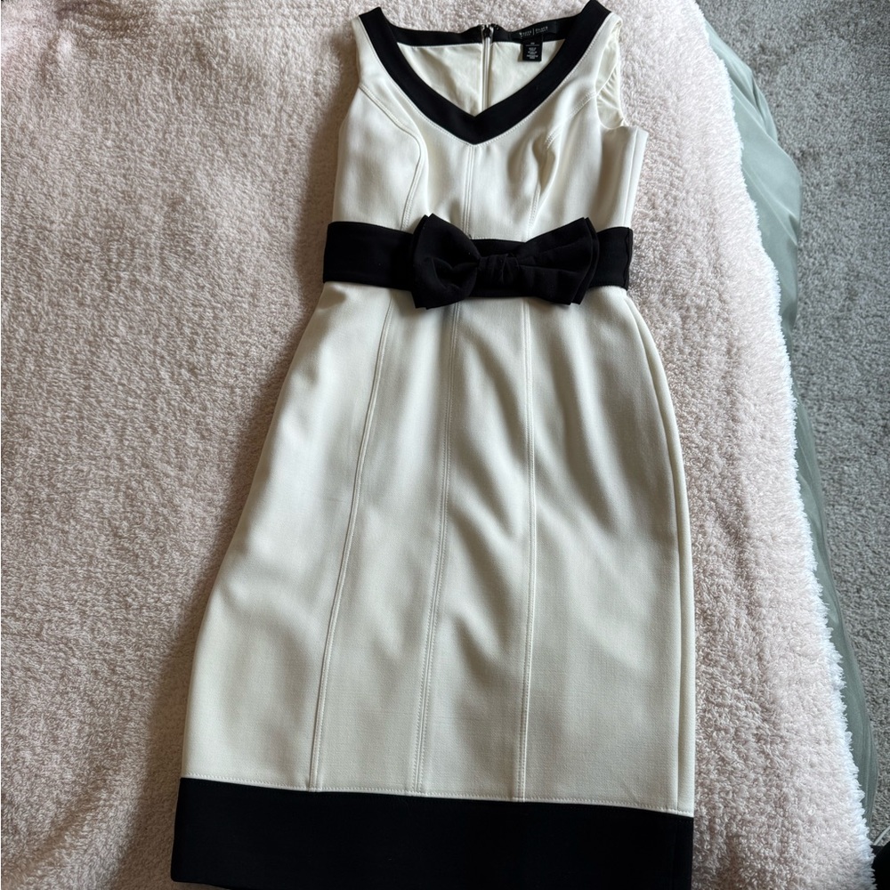 White House Black Market Black and White Midi Dress